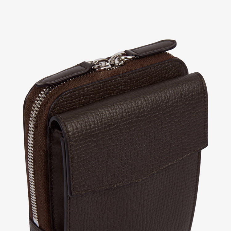 Smythson Ludlow Crossbody Pouch DARK BROWN