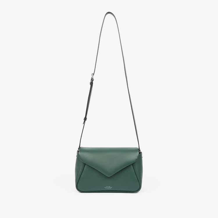 Smythson Envelope Crossbody Bag in Milton PINE GREEN