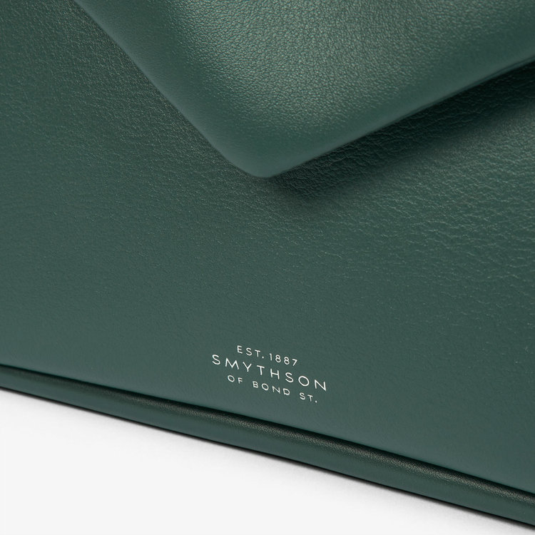 Smythson Envelope Crossbody Bag in Milton PINE GREEN