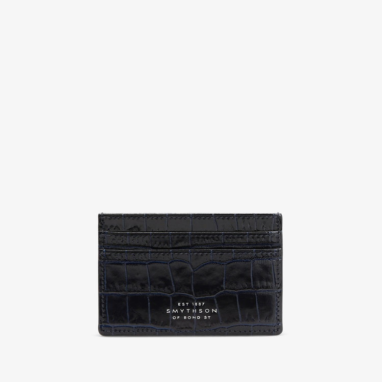 Smythson Mara Flat Card Holder NAVY