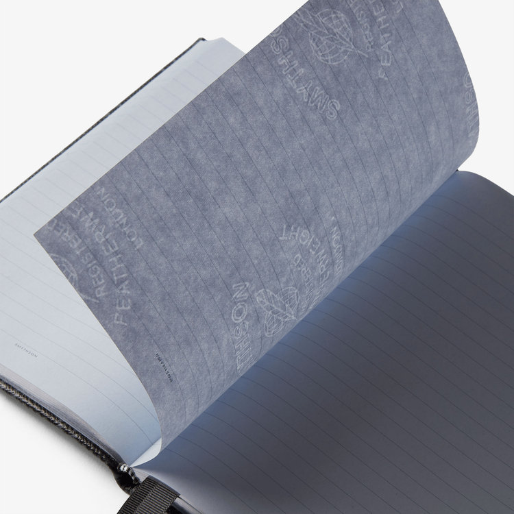 Smythson Soho Notebook in Panama Tweed SLATE GREEN