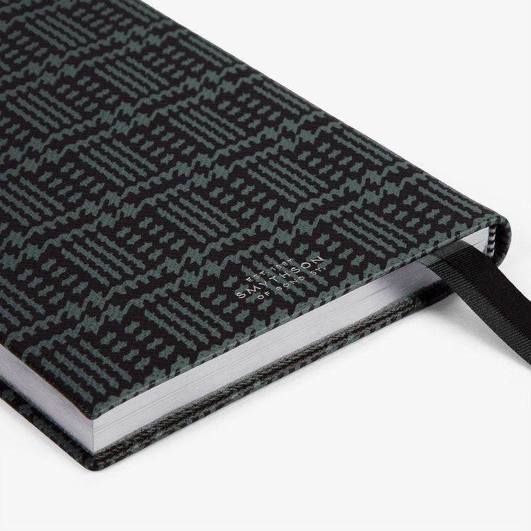 Smythson Soho Notebook in Panama Tweed SLATE GREEN