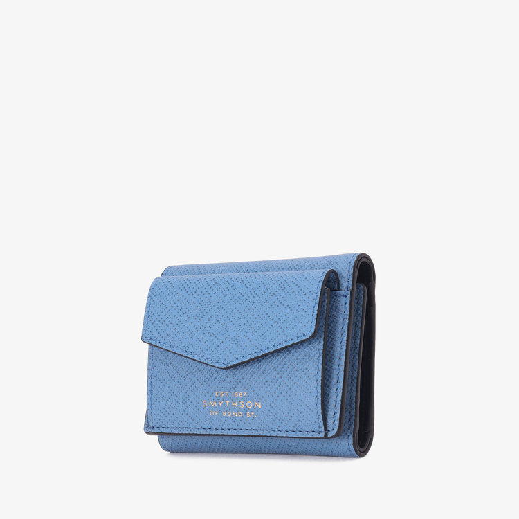 Smythson Panama Small Trifold Purse NILE BLUE