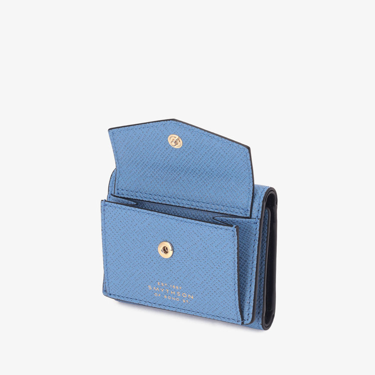 Smythson Panama Small Trifold Purse NILE BLUE