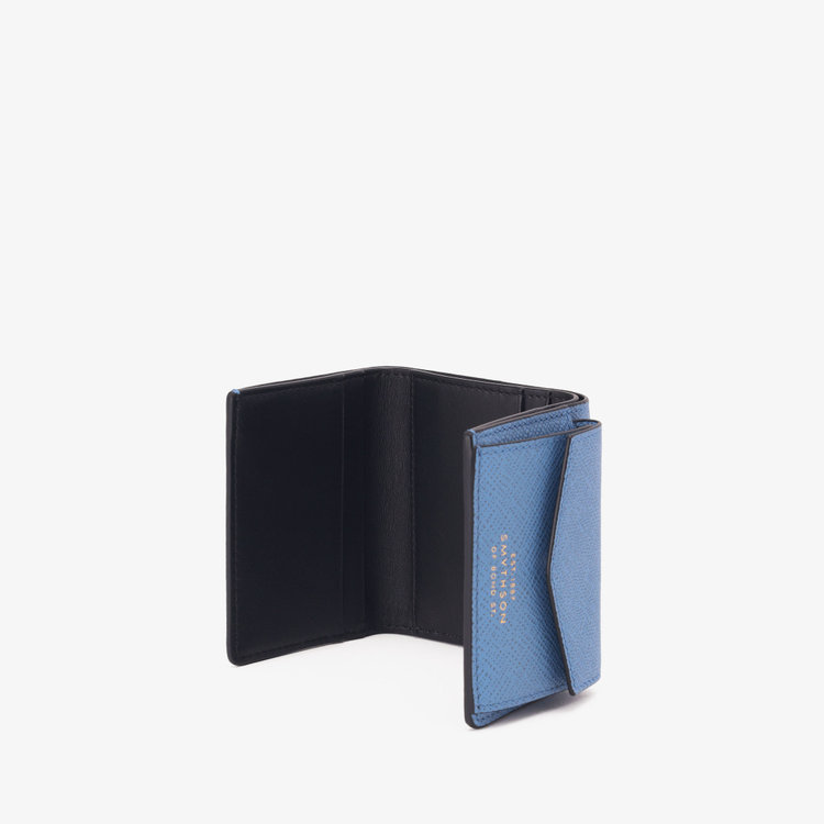 Smythson Panama Small Trifold Purse NILE BLUE