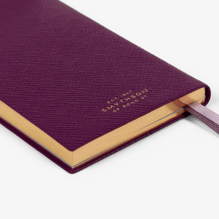 Smythson Pastegrain Panama Notebook in Liberty BRIGHT PURPLE