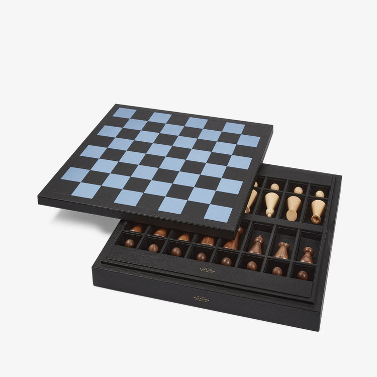 Smythson Panama Collectors Chess Set BLACK