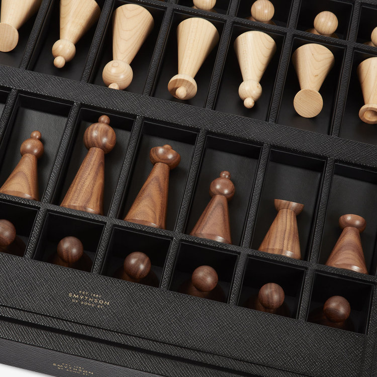 Smythson Panama Collectors Chess Set BLACK