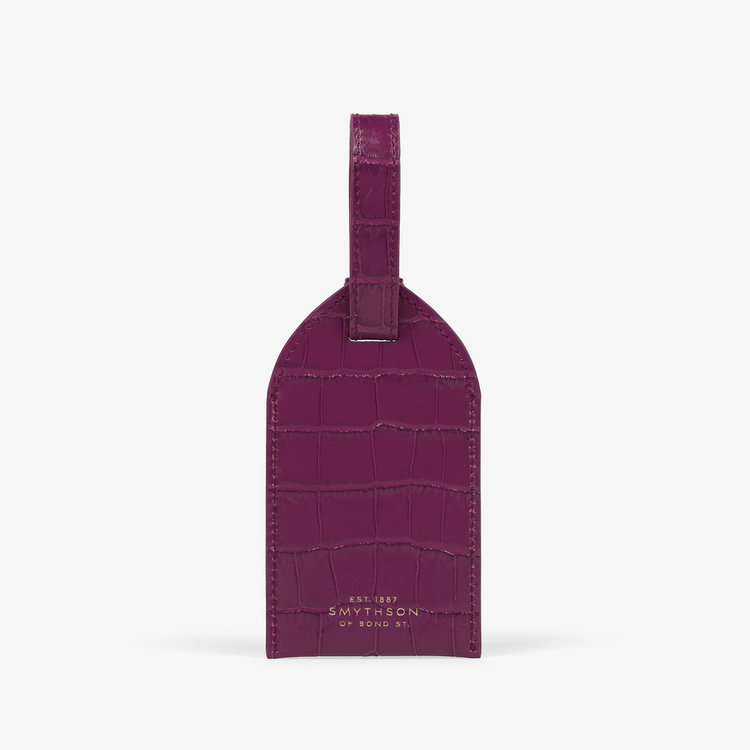 Smythson LB Mara Luggage Tag BRIGHT PURPLE