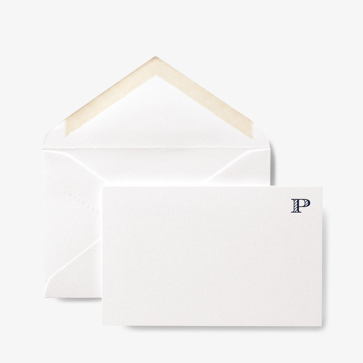 Smythson Initial P Alphabet 10 Card Set WHITE WOVE
