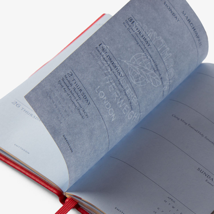 Smythson 【予約】2027 Panama Weekly Diary with Pencil in Pastegrain SCARLET RED