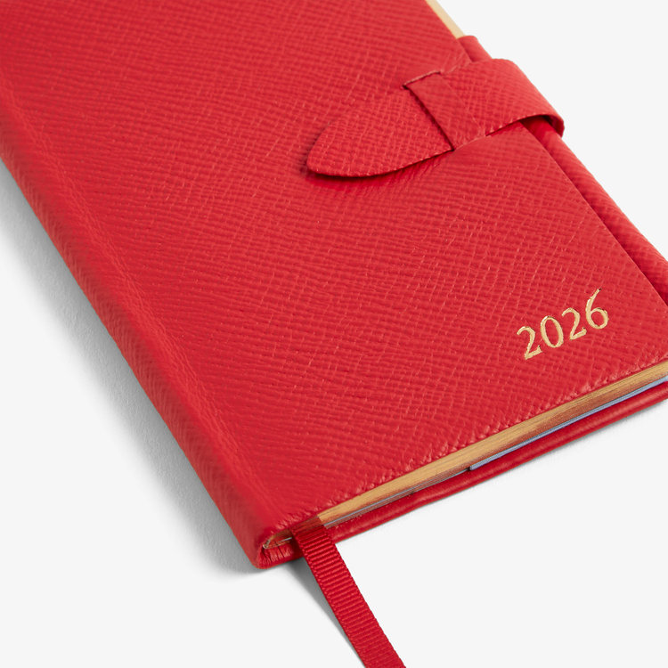 Smythson 【予約】2027 Panama Weekly Diary with Pencil in Pastegrain SCARLET RED