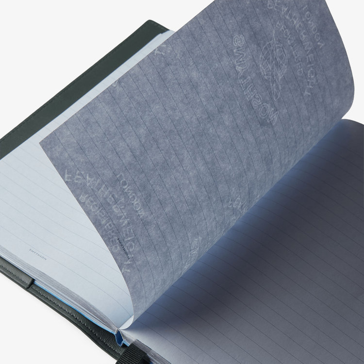 Smythson Evergreen Refillable Mid-Size Notebook in Ludlow SLATE GREEN