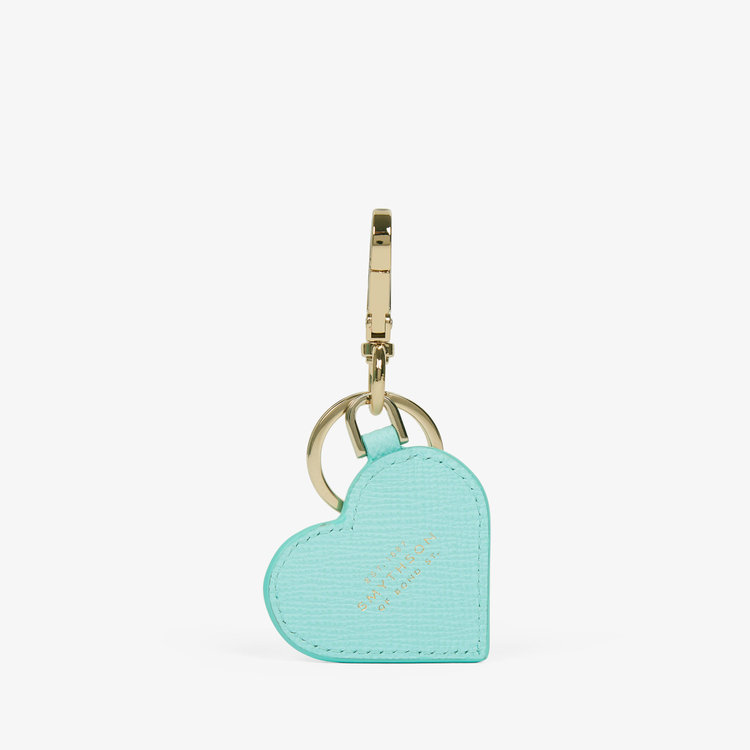 Smythson Panama Heart Keyring BRIGHT AQUA