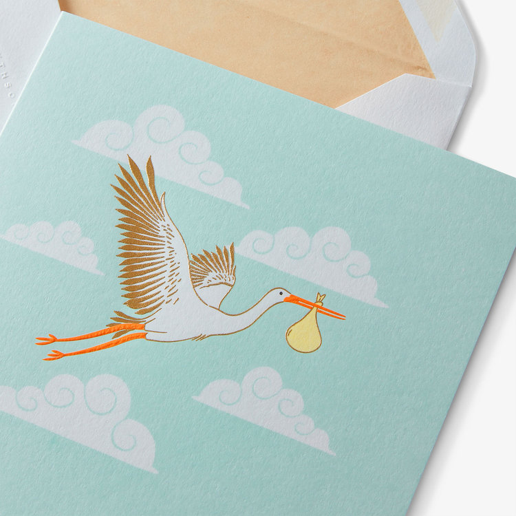 Birthday Greetnig Stork Card