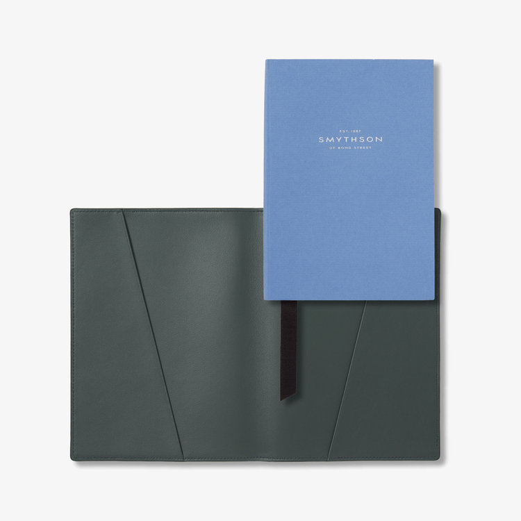 Smythson Evergreen Refillable Mid-Size Notebook in Ludlow SLATE GREEN