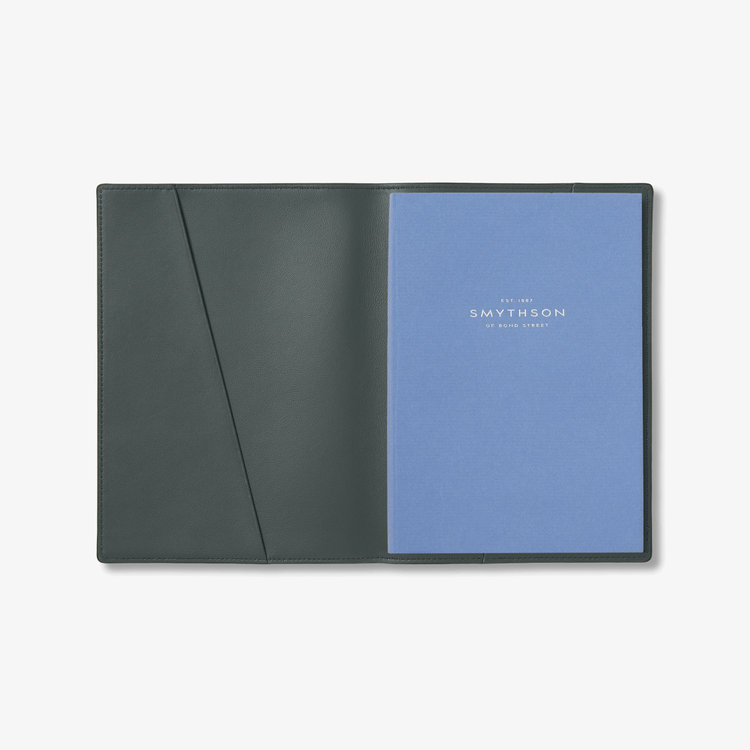 Smythson Evergreen Refillable Mid-Size Notebook in Ludlow SLATE GREEN