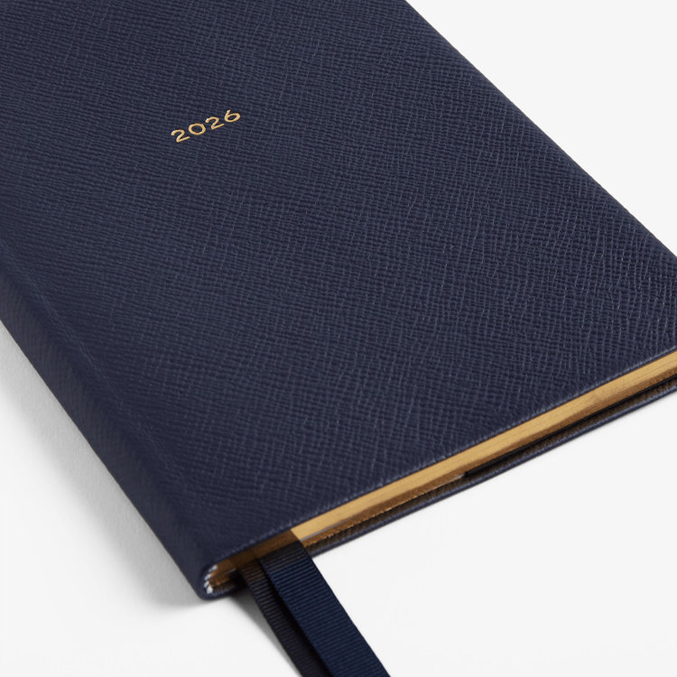 Smythson 【予約】2027 Soho Vertical Weekly Diary in Pastegrain NAVY