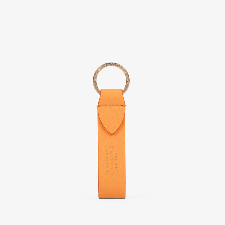 Smythson Panama Keyring Withleather Strap LIGHT ORANGE
