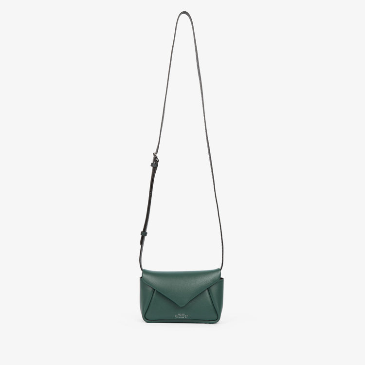 Smythson Small Envelope Crossbody Bag in Milton PINE GREEN