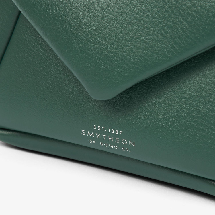 Smythson Small Envelope Crossbody Bag in Milton PINE GREEN