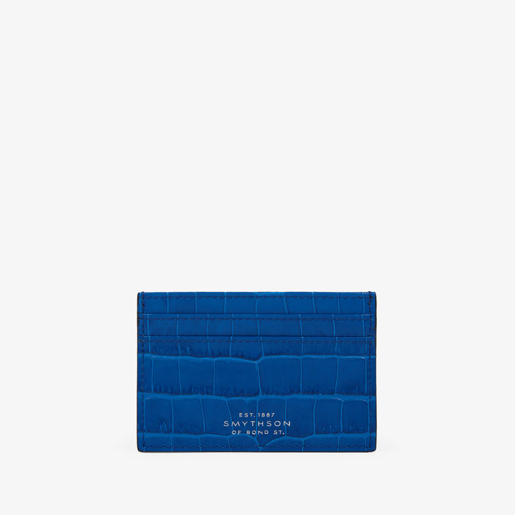 Smythson Mara Flat Card Holder CERULEAN
