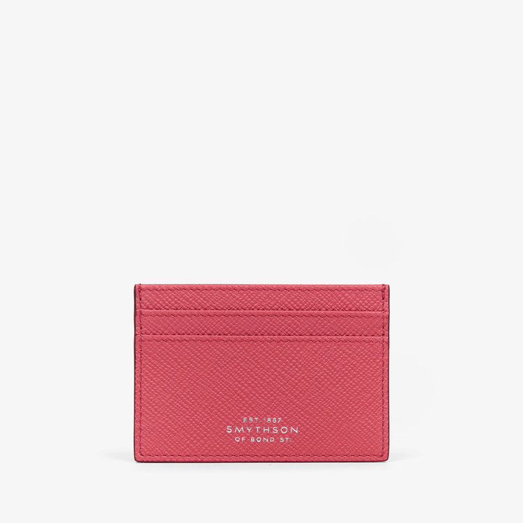 Smythson Panama Flat Card Holder RASPBERRY