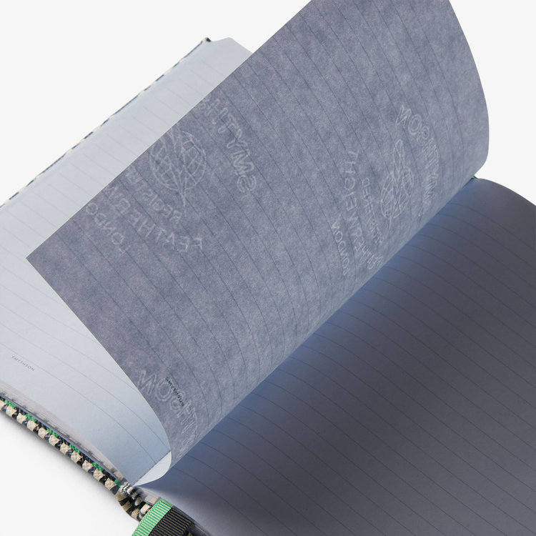 Smythson Soho Notebook in Panama Harlequin SLATE GREEN