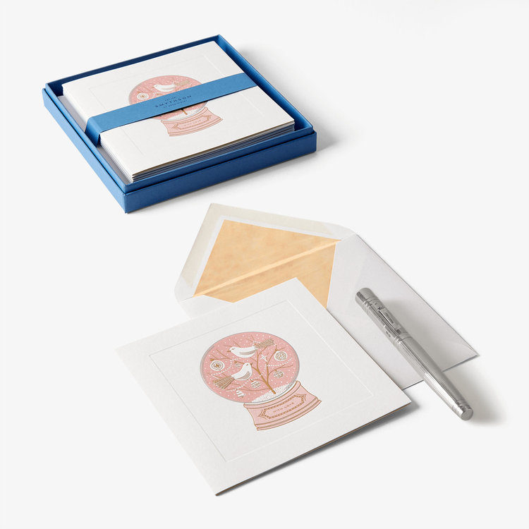 Smythson Christmas Snow Globe 10CE WHITE WOVE