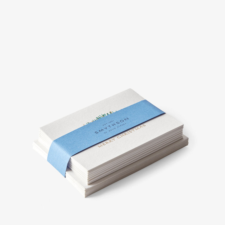 Smythson Garland Christmas Card Set 10CE WHITE WOVE