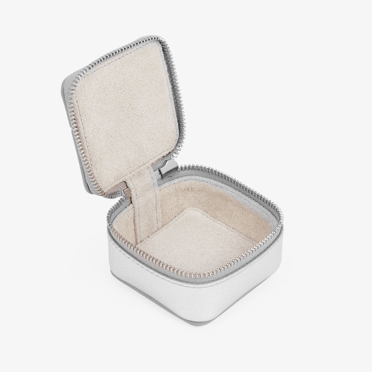 Smythson Small Trinket Case in Metallic Leather SILVER