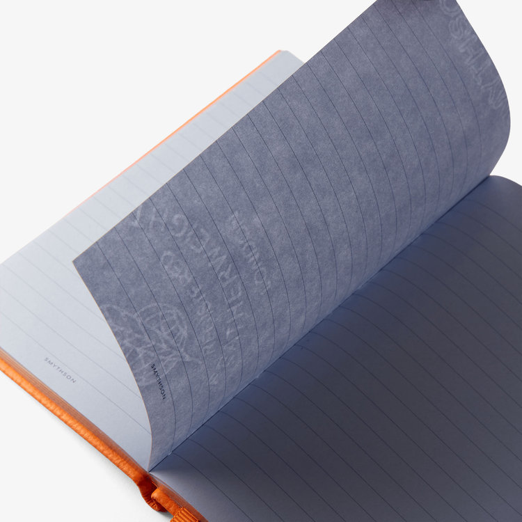 Smythson Pastegrain Panama Notebook Blank Canvas BRIGHT TANGERINE