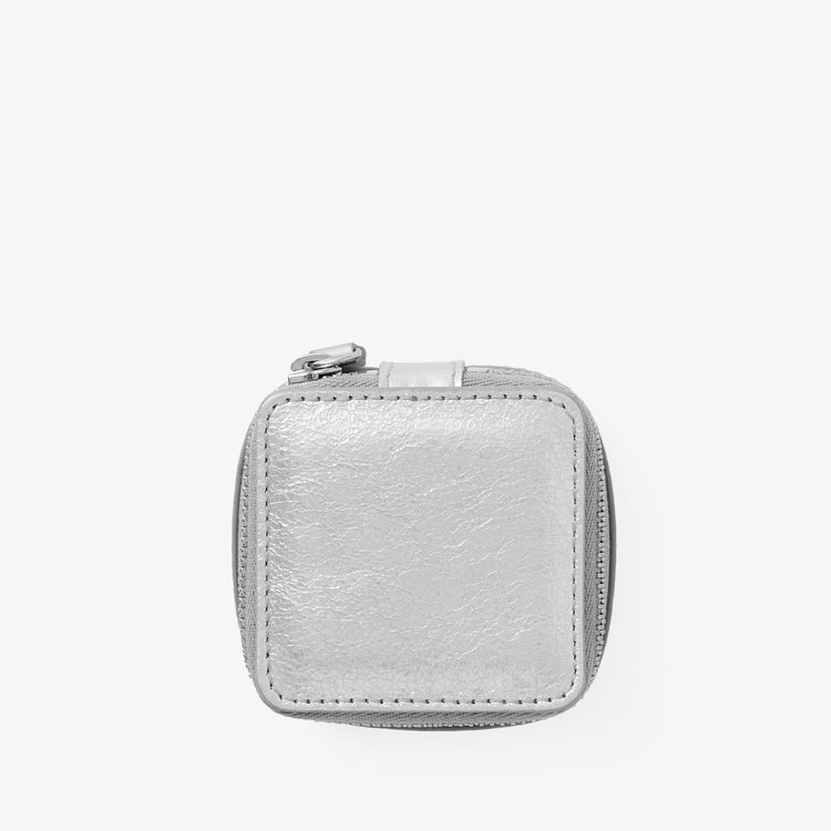 Smythson Small Trinket Case in Metallic Leather SILVER