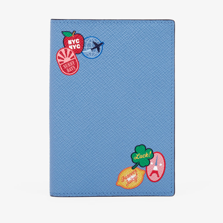 Smythson Panama Stars Passport Cover NILE BLUE