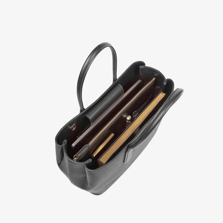 Smythson Ludlow Small Day Tote With Zip BLACK