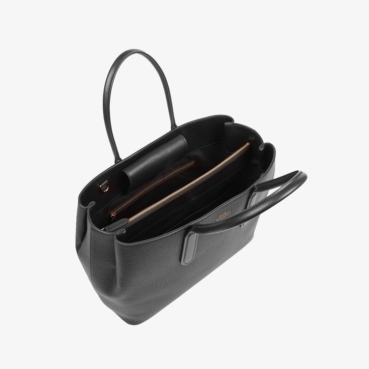 Smythson Ludlow Small Day Tote With Zip BLACK