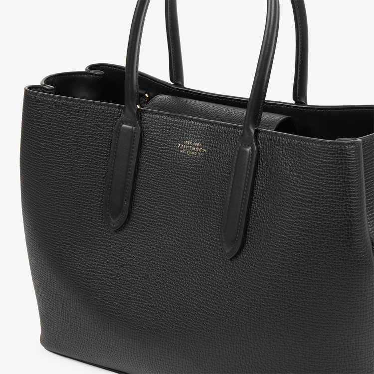 Smythson Ludlow Small Day Tote With Zip BLACK
