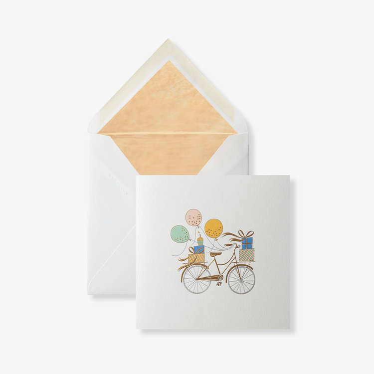 Smythson Birthday Bike Card WHITE WOVE
