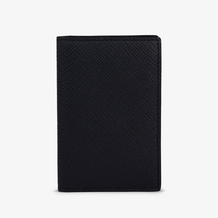 Smythson Panama 6CC Folded Card Holder BLACK