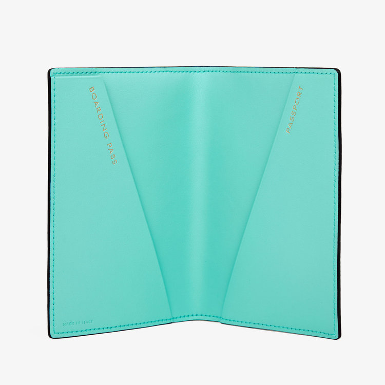 Smythson Panama Stars Passport Cover NILE BLUE