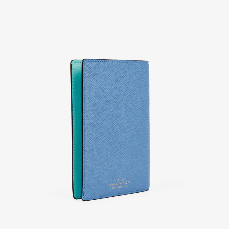 Smythson Panama Stars Passport Cover NILE BLUE