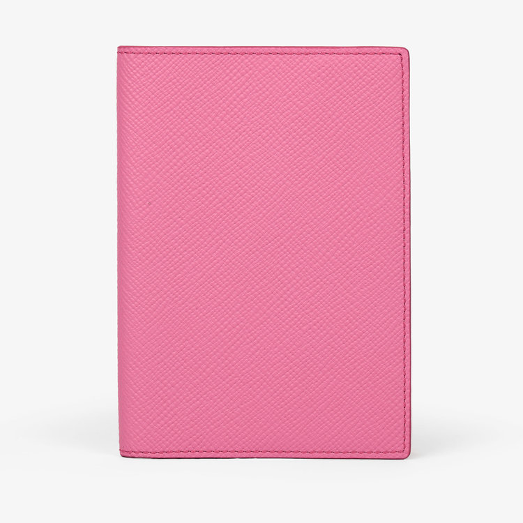 Smythson Panama Passport Cover FLAMINGO
