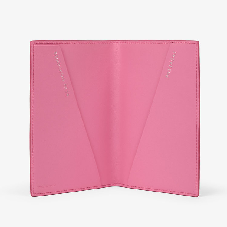 Smythson Panama Passport Cover FLAMINGO