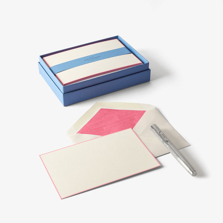 Smythson Single Border Kings Cards 10 Card Set WHITE LAID FLAMINGO
