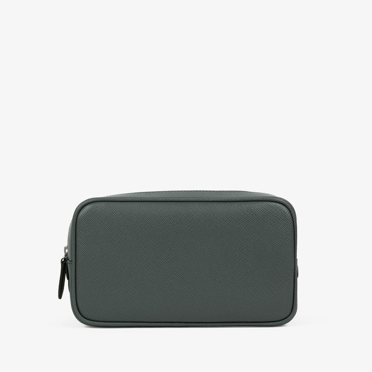 Smythson Panama Double Zip Washbag S GREEN