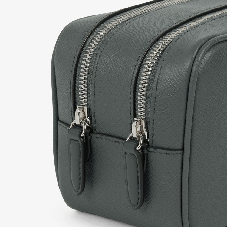 Smythson Panama Double Zip Washbag S GREEN