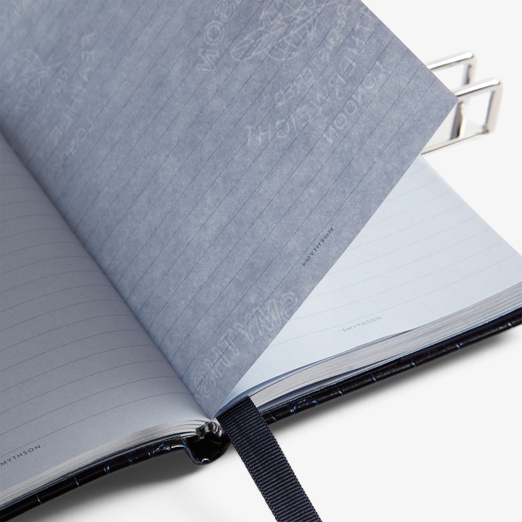 Smythson Mara Chelsea Notebook With Slide NAVY