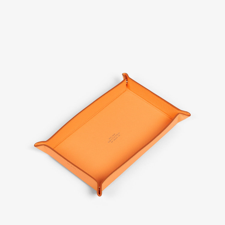 Smythson Panama Small Rect Trinket Tray LIGHT ORANGE