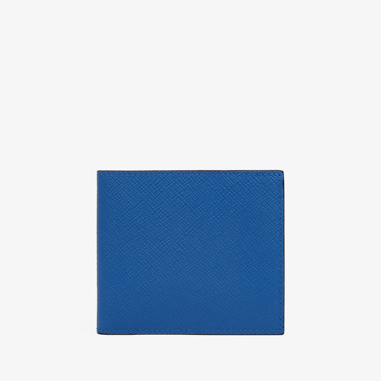 Smythson 6 Card Slot Wallet in Panama CERULEAN