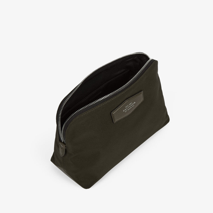 Smythson Travel Pouch in Norton Canvas D MOSS